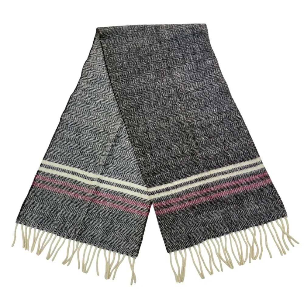 Vintage Christian Dior Herringbone Wool Scarf OS Brown/Ivory